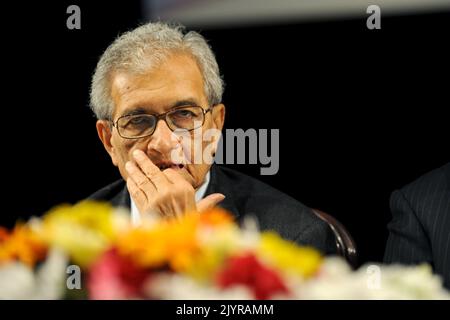 Dhaka, Bangladesch - 28. Dezember 2011: Amartya Kumar Sen, der Gewinner des Nobelpreis für Wirtschaftswissenschaften, ist ein indischer Bengali. Er kam nach Banglad Stockfoto