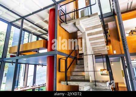 Innenraum des Le Corbusier Pavillons (Pavillon Le Corbusier) in Zürich, Schweiz Stockfoto