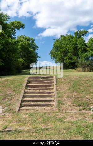 Tulsa, Oklahoma - die 'Steps to Nowhere' in einem Viertel nicht weit vom Ort des Rennmassakers von 1921 entfernt, nur um von der Stadterneuerung, MOS, Bulldozed zu werden Stockfoto