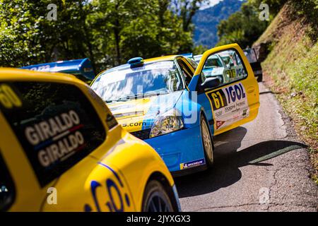 61 BONNEFOND Patrice, BLONDAU-TOINY Romain, Renault Clio S1600, Ambiente während der Rallye Mont-Blanc Morzine 2022, 6. Runde des Championnat de France des Rallye 2022, vom 8. Bis 10. September in Morzine, Frankreich - Foto Bastien Roux / DPPI Stockfoto