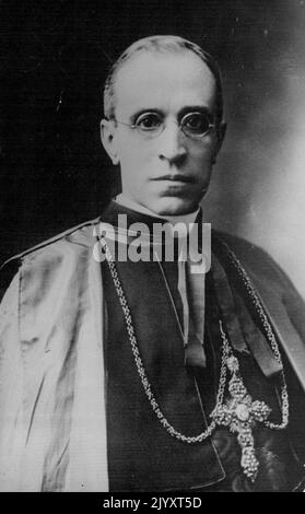 Neuer Papst Gewählt. Papst Pius XII. (Früher Kardinal Pacelli, der verstorbene Staatssekretär des Papstes). 03. März 1939 (Foto von Sport und General Press Agency Limited). Stockfoto