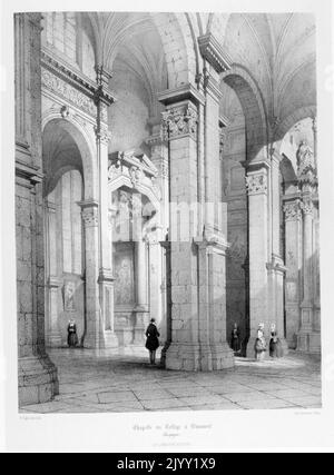 Zeichnung der Basilika St. Johannes der Täufer in Chaumont in Frankreich. Gothic-Style. Die Kirche wurde Anfang des 13.. Jahrhunderts von Papst Sixtus IV. Erbaut Stockfoto