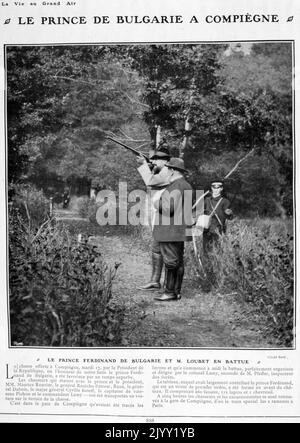 König Ferdinand von Bulgarien schießt bei einem Staatsbesuch in Frankreich 1905 mit dem französischen Präsidenten Loubet. Ferdinand I. (1861 - 1948), Herrscher von Bulgarien von 1887 bis 1918. knyaz (regierende Fürsten, 1887-1908) und Zar (König, 1908-18). Emile Francois Loubet (1838 - 1929), 45. Premierminister von Frankreich und später Präsident von Frankreich. Stockfoto