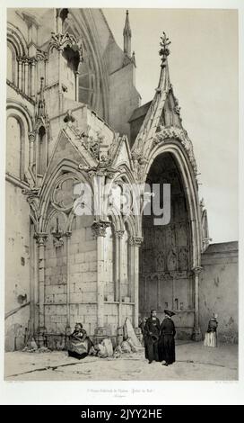 Zeichnung der Kathedrale von Chalons, von Isidore Justin Severin Taylor, Baron Taylor 1789-1879, Künstler und Philanthropin. Von 'Voyages Pittoresques' 1857. Kathedrale Saint-Etienne de Chalons) ist eine römisch-katholische Kirche in Chalons-en-Champagne, Frankreich, früher bekannt als Chalons-sur-Marne. Die Kathedrale ist Sitz des Bischofs von Chalons und wurde am 1147. Oktober 26 von Papst Eugen III. Geweiht Stockfoto