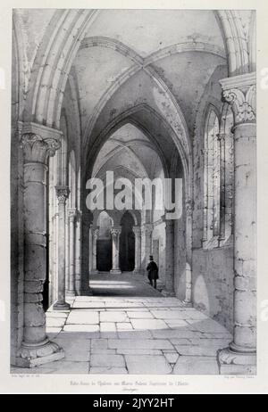 Zeichnung der Kathedrale von Chalons, von Isidore Justin Severin Taylor, Baron Taylor 1789-1879, Künstler und Philanthropin. Von 'Voyages Pittoresques' 1857. Kathedrale Saint-Etienne de Chalons) ist eine römisch-katholische Kirche in Chalons-en-Champagne, Frankreich, früher bekannt als Chalons-sur-Marne. Die Kathedrale ist Sitz des Bischofs von Chalons und wurde am 1147. Oktober 26 von Papst Eugen III. Geweiht Stockfoto