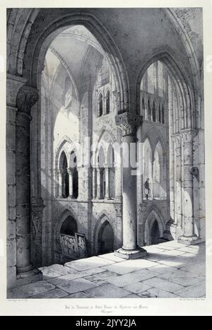 Zeichnung der Kathedrale von Chalons, von Isidore Justin Severin Taylor, Baron Taylor 1789-1879, Künstler und Philanthropin. Von 'Voyages Pittoresques' 1857. Kathedrale Saint-Etienne de Chalons) ist eine römisch-katholische Kirche in Chalons-en-Champagne, Frankreich, früher bekannt als Chalons-sur-Marne. Die Kathedrale ist Sitz des Bischofs von Chalons und wurde am 1147. Oktober 26 von Papst Eugen III. Geweiht Stockfoto