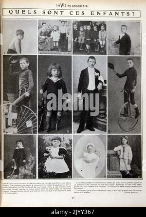 Vintage French Photographic Montage zeigt kleine Kinder von 1900-1905. 1905 Stockfoto