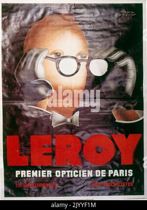 Farbige Plakate für Optiker in Paris 'Leroy'. Erstellt von Paul Colin (1892-1985), einem französischen Plakatkünstler. Stockfoto