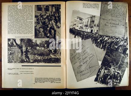Briefe, Fotos und Texte über den Aufstand während des Spanischen Bürgerkrieges (1936-1939) Stockfoto