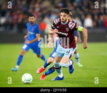 London, Großbritannien. 01.. Februar 2018. Declan Rices von West Ham United beim Fußballspiel der UEFA Europa Conference League Gruppe B zwischen West Ham United und dem Fotbal Club FCSB im London Stadium in London, Großbritannien, am 08.. September 2022. Quelle: Action Foto Sport/Alamy Live News Stockfoto