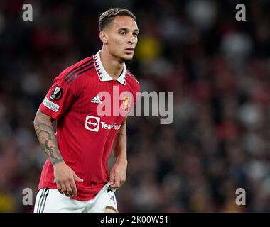 Manchester, England, 8.. September 2022. Antony von Manchester United während des Spiels der UEFA Europa League in Old Trafford, Manchester. Bildnachweis sollte lauten: Andrew Yates / Sportimage Stockfoto