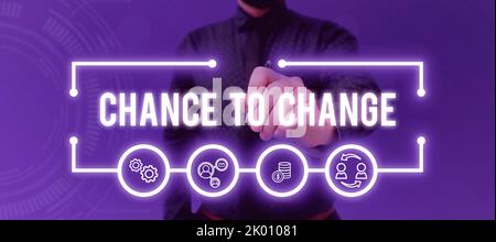 Konzeptdarstellung Chance zum VeränderenDie Chance zur Transformation Neue Geschäftsideen. Geschäftskonzept die Chance zur Transformation Neu Stockfoto