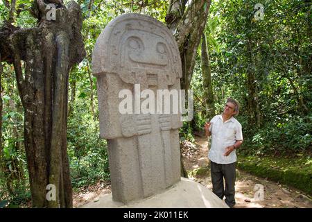 Kolumbien, San Agustin, der Wald der Statuen oder Bosque de las Estatuas im Parque Arqueologico de San Agustin oder der Archäologische Park San Agustin Stockfoto