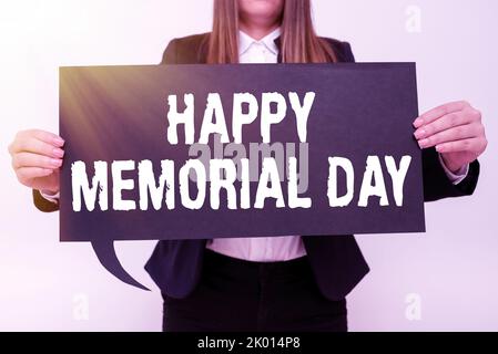 Konzeptionelle Darstellung Happy Memorial DayAndenken an diejenigen, die im Militärdienst gestorben sind. Business-Ansatz zu Ehren der Erinnerung an die Toten Stockfoto