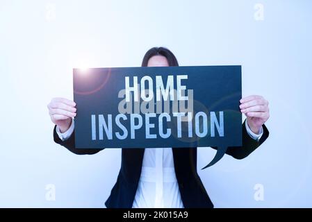 Konzeptionelle Bildunterschrift Home InspectionUntersuchung des Zustands einer Immobilie. Business-Ansatz Untersuchung des Zustands eines Hauses Stockfoto