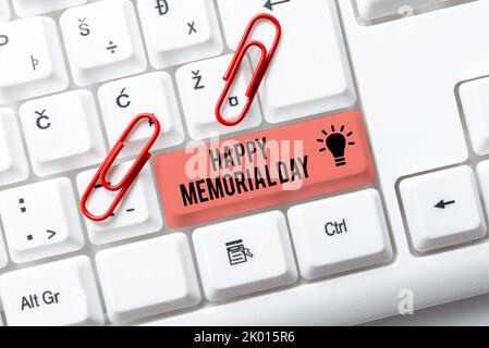 Konzeptionelle Darstellung Happy Memorial DayAndenken an diejenigen, die im Militärdienst gestorben sind. Geschäftsidee zu Ehren der Verstorbenen Stockfoto