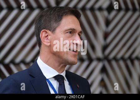 Brüssel, Belgien. 09. September 2022. Minister Dainius KREIVYS bei einem Treffen der EU-Energieminister, um am 9. September 2022 am EU-Hauptsitz in Brüssel, Belgien, Lösungen für steigende Energiepreise zu finden. Kredit: ALEXANDROS MICHAILIDIS/Alamy Live Nachrichten Stockfoto