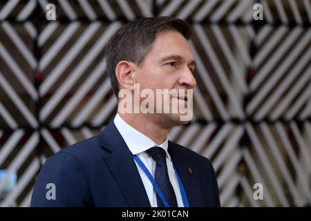 Brüssel, Belgien. 09. September 2022. Minister Dainius KREIVYS bei einem Treffen der EU-Energieminister, um am 9. September 2022 am EU-Hauptsitz in Brüssel, Belgien, Lösungen für steigende Energiepreise zu finden. Kredit: ALEXANDROS MICHAILIDIS/Alamy Live Nachrichten Stockfoto