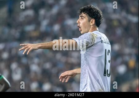 Baku, Aserbaidschan – 3. August 2022. Qarabag Bahlul Mustafazada im Zentrum während des UEFA Champions League-Qualifikationsspiel Qarabag gegen Ferencvaros (1-1 Stockfoto