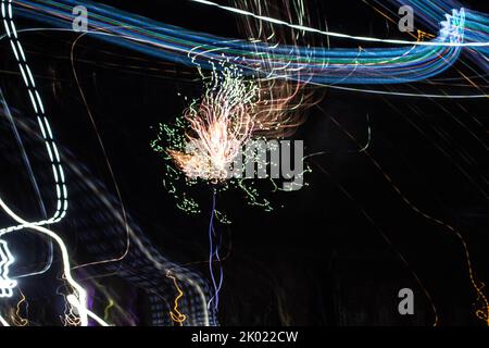 Illustraion des Lichts in der Nacht, bewegt das Licht Stockfoto