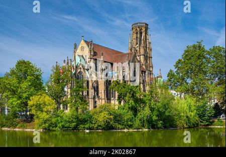 Johanneskirche‘Feuersee in Stuttgart. Die Kirche wurde in den Jahren 1864-1876 gebaut. Baden-Württemberg, Deutschland, Europa Stockfoto