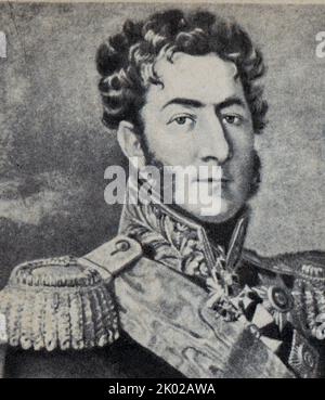 Pjotr Ivanovich Bagration, Portrait von George Dawe 1825. Pjotr Bagration (1765 - 1812) Russischer General und Prinz georgischen Ursprungs, prominent während der Napoleonischen Kriege. Stockfoto