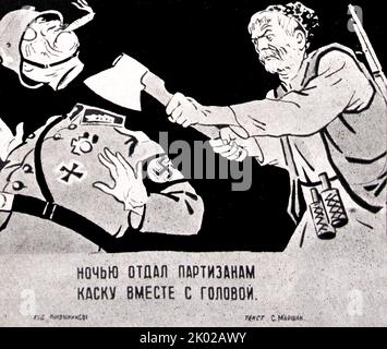 Kukryniksy. TASS „Fenster“. 1941. Weltkrieg zwei russische Propaganda Poster Stockfoto