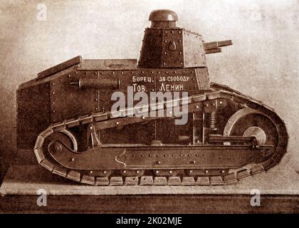 Modell des Panzers Freedom Fighter Comrade Lenin von den Arbeitern des Werks Krasnoje Sormowo. 1920. (Foto). Stockfoto