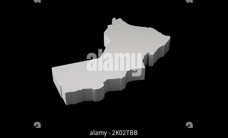 Eine Darstellung der Oman-Karte aus dem Jahr 3D auf schwarzem Hintergrund Stockfoto