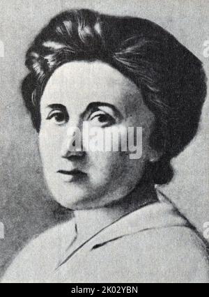 Rosa Luxemburg (1871-1919). Beteiligte sich an der Schaffung der revolutionären Sozialdemokratie Polens. Nach ihrem Umzug nach Deutschland wurde sie in der Sozialdemokratischen Partei Deutschlands zu einer prominenten Figur in der revolutionären Richtung. Sie spielte eine wichtige Rolle in der internationalen revolutionären Bewegung und hielt Beziehungen zu den Bolschewiki aufrecht. Sie gehörte zu den Gründern der Kommunistischen Partei Deutschlands. Von Konterrevolutionären getötet. Stockfoto