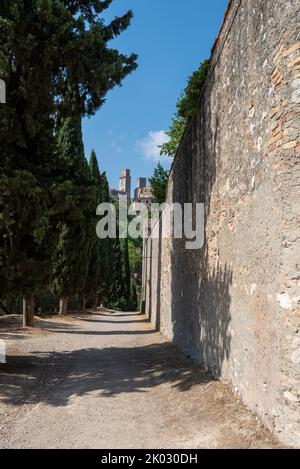 Türme von San Gimignano, auch Manhattan des Mittelalters genannt, seit 1990 UNESCO Weltkulturerbe, San Gimignano, Toskana, Italien Stockfoto