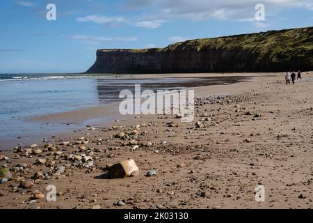 Ein Strand in Saltburn-by-the-Sea, North Yorkshire, Großbritannien Stockfoto