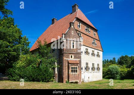 Deutschland, Billerbeck, Berkel, Baumberge, Münsterland, Westfalen, Nordrhein-Westfalen, Kolvenburg, ehemaliges Wasserschloss, Veranstaltungsort, Ausstellungsort, Touristenattraktion, Frühe Renaissance Stockfoto