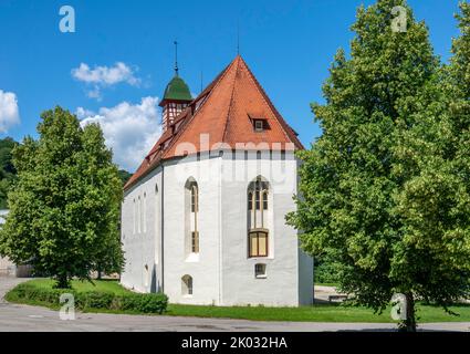 In der ehemaligen Klosterkirche im Stadtteil Offenhausen von Gomading befindet sich heute das Gestütsmuseum des Main- und Landgestüts Marbach. Stockfoto