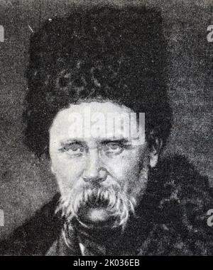 Taras Grigorjewitsch Schewtschenko. Auch bekannt als Kobzar Taras, oder einfach Kobzar, war ein ukrainischer Dichter, Schriftsteller, Künstler, öffentliche und politische Figur sowie Folklorist und Ethnograph. Sein literarisches Erbe gilt als Grundlage der modernen ukrainischen Literatur und zu einem großen Teil der modernen ukrainischen Sprache. Stockfoto