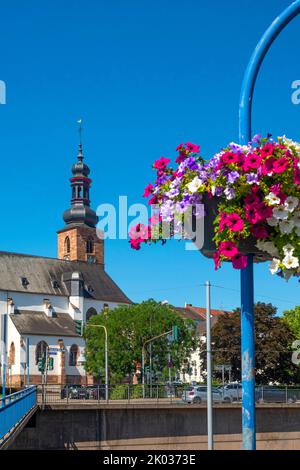 Alte Brücke mit Schlosskirche, Saarbrücken, Saarland, Deutschland Stockfoto