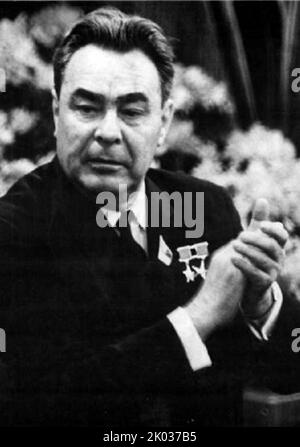 Leonid Iljitsch Breschnew (1906 - 1982) Sowjetpolitiker, der die Sowjetunion als Generalsekretär der regierenden Kommunistischen Partei (1964-1982) und als Vorsitzender des Präsidiums des Obersten Sowjets (1960-1964, 1977-1982) anführte Stockfoto