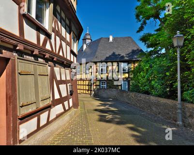 Europa, Deutschland, Hessen, Mittelhessen, Hessen-Nassau, Naturpark Taunus, Westerwald, Lahn, Runkel an der Lahn, Altstadt Stockfoto