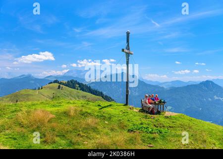 Österreich, Tirol, Kaiserwinkl, Rettenschöss, Feistenau, Lochner Horn, Wandberg, Gipfelkreuz Stockfoto