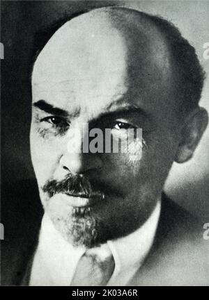 Wladimir Iljitsch Uljanow (1870 - 1924), besser bekannt unter seinem Pseudonym Lenin; russischer Revolutionär, Politiker und politischer Theoretiker. Von 1917 bis 1924 war er der erste und Gründungsleiter der Regierung Sowjetrusslands und von 1922 bis 1924 der Sowjetunion. Stockfoto