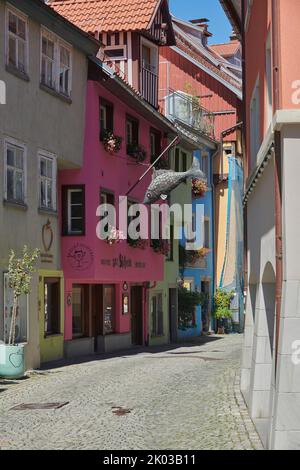 Alley in Lindau am Bodensee, Bayern, Deutschland Stockfoto