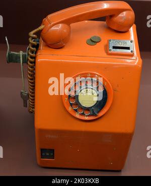 Öffentliches Münztelefon der 1980er Jahre, Koreanisch. Seoul, Südkorea Stockfoto