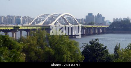 Blick über den Hangang in Seoul, Südkorea. Stockfoto