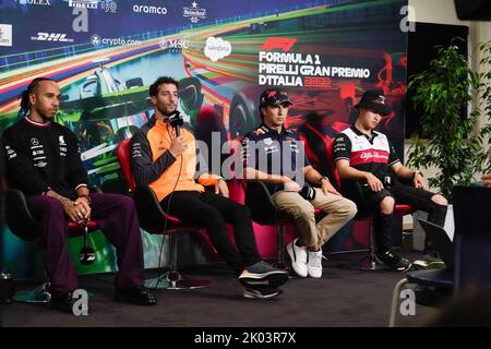 Monza, MB, Italien. 9.. September 2022. Driver Pressekonferenz während DER FORMEL 1 PIRELLI GRAN PREMIO D'ITALIA 2022, Monza, ITALIEN (Bildquelle: © Alessio De Marco/ZUMA Press Wire) Bildquelle: ZUMA Press, Inc./Alamy Live News Stockfoto