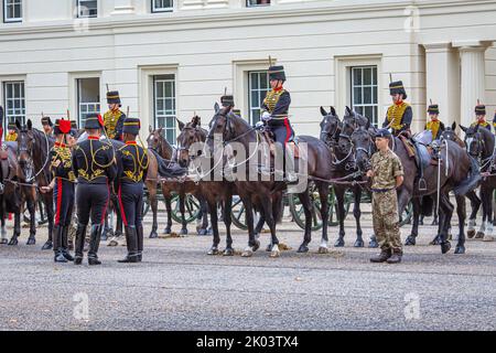 London, Großbritannien. 9. September 2022. The King's Truppe Royal Horse Artillery, British Army, Foto Horst A. Friedrichs Alamy Live News Stockfoto