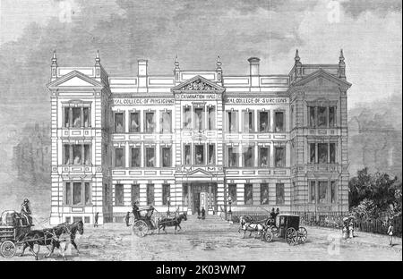 „The New Examination Hall of the Royal College of Surgeons and the Royal College of Physicians on the Victoria Embankment“, London, 1886. Aus „Die Grafik. An Illustrated Weekly Newspaper Band 33. Januar bis Juni 1886“. Stockfoto
