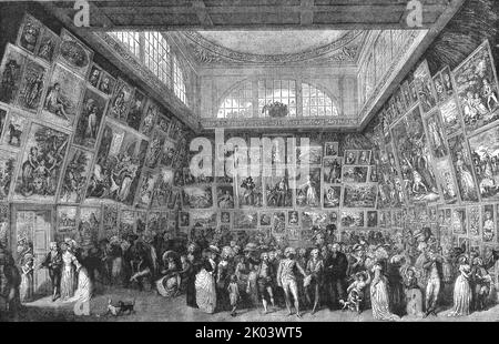 'Viewing the Exhibition of the Royal Academy, 1787', 1886. Aus „Die Grafik. An Illustrated Weekly Newspaper Band 33. Januar bis Juni 1886“ Stockfoto