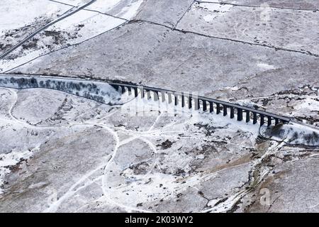 Ribblehead Viaduct oder Batty Moss Viaduct auf der Settle-Carlisle Railway, North Yorkshire, 2018. Stockfoto