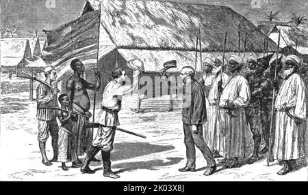 „The Graphic“ Stanley Number; The Meeting of Livingstone and Stanley in Central Africa“, 1890. Aus „Die Grafik. An Illustrated Weekly Newspaper“, Band 41. Januar bis Juni 1890. Stockfoto
