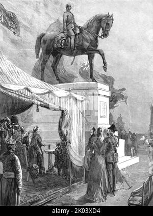 „Das Jubilee-Angebot der Frauen – Enthüllung der Statue des verstorbenen Prinzen Consort im Windsor Great Park durch die Königin“, 1890. Aus „Die Grafik. An Illustrated Weekly Newspaper“, Band 41. Januar bis Juni 1890. Stockfoto